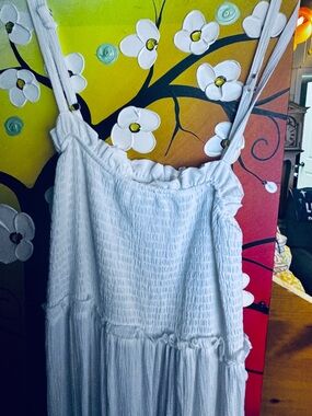Jolie & Joy with Love White Smocked Maxi Dress with Ruffled Bodice